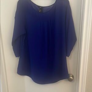 H&M Blue Blouse Relaxed 3/4 Sleeve